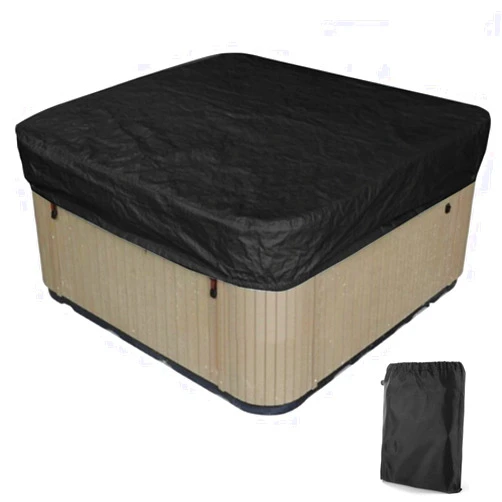 Klzzuk Square Hot Tub Cover Weather Resistant UV-Anti Outdoor SPA Cover Swimming Pool Protector Dust Cover for Hot Tub Garden Furniture (207 * 207 * 30cm,Black)