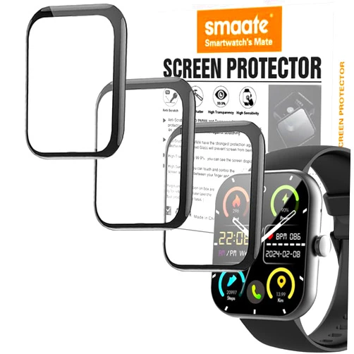 Smaate 3D Screen protectors Compatible with zakotu Y66 1.96 inches smartwatch, 3 Piece, Full Coverage, Anti-shatter