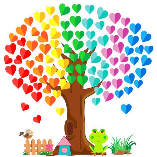 Vcekract Classroom Tree Bulletin Board Decorations, Hearts Bulletin Board Tree Cutouts Set, Welcome Classroom Bulletin Tree Wall Decors for Nursery Elementary School Teacher Chalkboard Supplies
