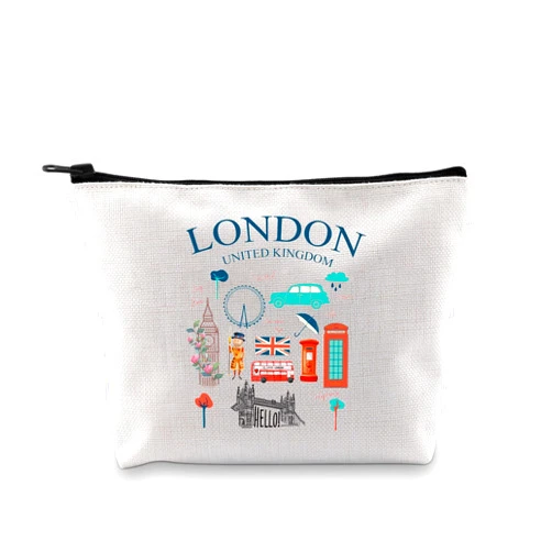 G2TUP London Dreams Cosmetic Bag London Girl Trips Makeup Bag British-Themed Red Phone Booth Zipper Bag (London Makeup Bag)