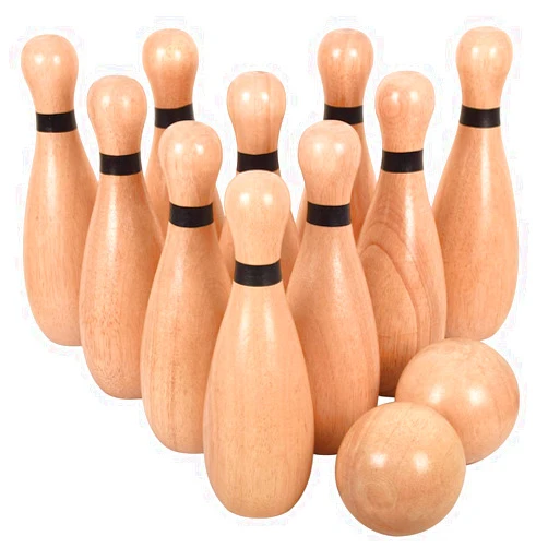 Long game NI-ROU Outdoor Giant Lawn Bowling Games Rubber Wooden Lawn Set Fun Sports Games Outside or Indoor for Family Adults and Kids Backyard Skittles Carrying Bag with 10 Pins and 2 Balls
