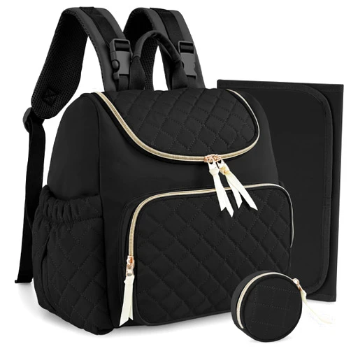 Yoofoss Diaper Bag Backpack, Baby Bag for Boys Girls, Travel Diaper Bag with Changing Pad, Stroller Straps and Pacifier Case, Diaper Backpack for Mom Black Square