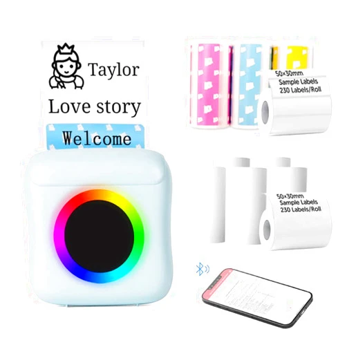 Blustrio Label Maker Machine, C22 Portable Bluetooth Label Printer with 10 Roll Labels, Wireless Handheld Sticker Maker for Office/Home/Kitchen