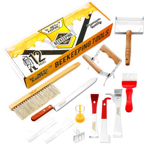 Honey Keeper 12-Piece Beekeeping Tool Kit - Essential Starter Supplies for Beginner Beekeepers