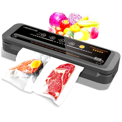 MegaWise Vacuum Sealer Machine | 80kPa Suction Power| Bags and Cutter Included | Compact One-Touch Automatic Food Sealer with External Vacuum System | Dry Moist Fresh Modes for All Saving needs