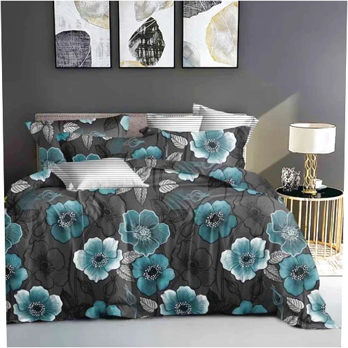 ETDIFFE Black Floral Queen Size Duvet Cover, 3 Piece Farmhouse Teal Flowers/Botanical Pattern Printed Microfiber Comforter Cover Set, Soft and Lightweight Quilt Cover 90″x90″