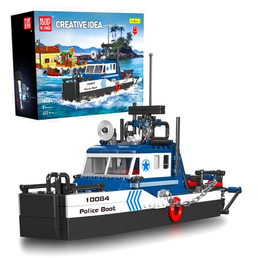 Mould King 10084 Technology Police Ship Building Blocks Kit, MOC Ship Building Blocks Set, STEM Ship Toy Clamping Blocks, Assembly Ship Model Gift, Suitable for Adults/Children Aged Over 8 (413 PCS)