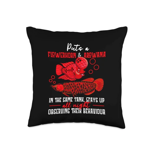 Carnivorous Freshwater Fish Or Symbol Of Luck Up All Night Observing Their Behavior Fish Arowana Throw Pillow