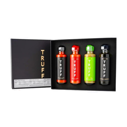 Alphatek.store TRUFF Hot Sauce & Oil 4 Pack, Original Hot Sauce, Habanero Hot Sauce, Jalapeño Lime Hot Sauce, Black Truffle Oil - 6 oz bottles, with Alphatek.store sticker