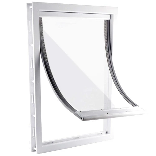 CEESC Dog Door with Soft Transparent Magnetic Flap and Snap-in Closing Panel, Premium PVC Plastic Pet Door for Small Medium Dogs and Puppies(L,White)
