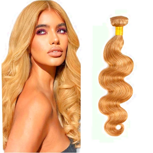 LadrXadr Honey Blonde Bundles Human Hair 27 Bundles Blonde Body Wave Human Hair Bundle 20 inch 8A Grade Brazilian Remy Soft Blonde Human Hair Extensions