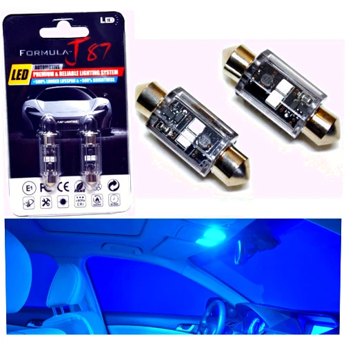 Formula-J87 LED Bulbs 3030 SMD 36mm DE3423 DE3425 12844 6418 C5W – Interior Dome, Map, Door, Trunk, Cargo, Glove Box Light Replacement (Pack of 2) (Blue)