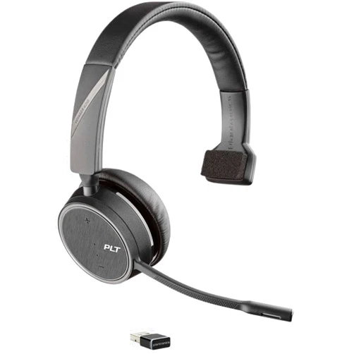 Plantronics - Voyager 4210 UC USB-A with Charge Stand (Poly) - Bluetooth Single-Ear (Monaural) Headset - Connect to PC, Mac, & Desk Phone - Noise Canceling - Works with Teams, Zoom & more