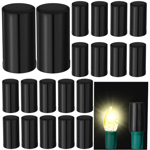 Cinnvoice 20 Pcs No Glow Christmas Bulbs Light Caps Compatible with C7 LED String Lights Rubber String Lights Caps Soft Christmas Light Caps Blackout Light Cap Covers