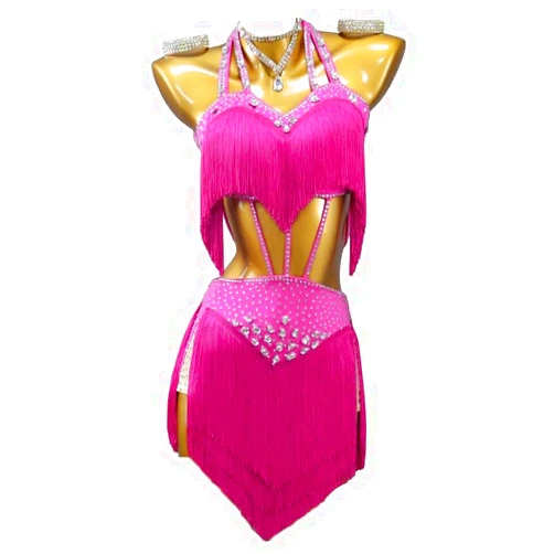 JRUIA Latin Dancign Outfit Ballroom Performance Dance Dresse Backless Tango Cha Cha Competition Costumes with Layered Tassels