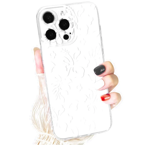 Lovmooful Compatible for iPhone 13 Pro Max Case Cute Clear Hibiscus Flower Floral Aesthetic Printed Design for Girls Women Soft TPU Shockproof Protective Girly for iPhone 13 Pro Max-White