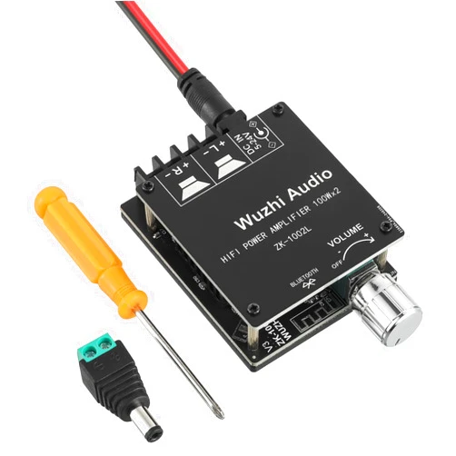 EPLZON 100W+100W Bluetooth Amplifier Board DC 5-24V BT and AUX Inputs 2.0 Channel Stereo AMP Board Audio Power Amplifier Module for DIY Wireless Speakers Password Free Connect(ZK-1002L)