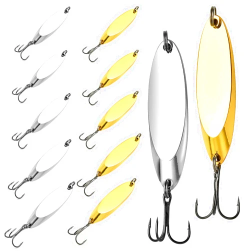 Elesunory 30 Pieces Fishing Spoons, 5 Sizes Treble Hooks Fishing Spoons Lures, Spoon Lures for Huge Distance Cast Saltwater Freshwater Fishing in 3/4 oz 1/2 oz 3/8 oz 1/4 oz 1/5 oz