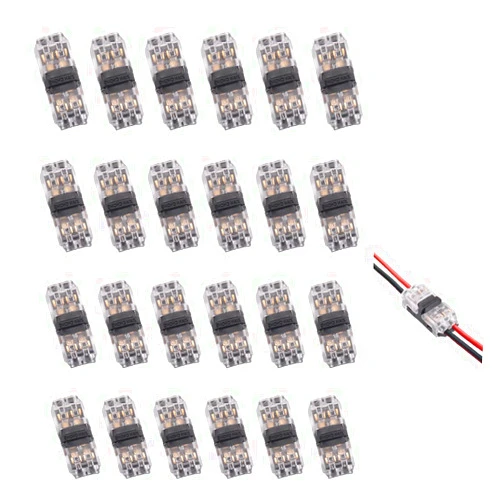 Brightfour Low Voltage Wire Connectors, 24 Pack Solderless Wire Splice Connectors, 2 Way Automotive Wire Connectors, Reliable Small Wire Connectors, Fits 20-24 AWG