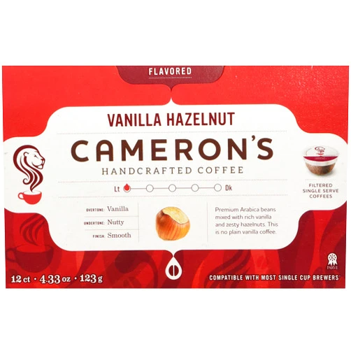 TAOindustry CAMERON'S VANILLA HAZELNUT COFFEE 24 SINGLE SERVE CUPS