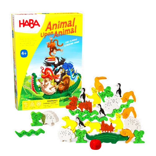 HABA Animal Upon Animal - Classic Wooden Stacking Game: Ultimate Family Board Games for Kids and Adults, Party Games and Fun Dexterity Kids Games 4-8, Small Box Edition
