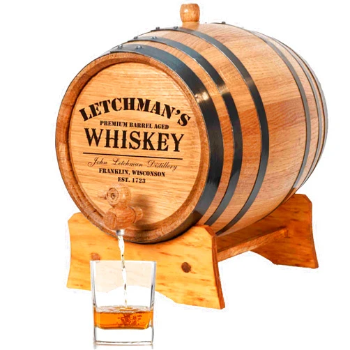 THOUSAND OAKS BARREL Personalized 2 Liter American Oak Whiskey Aging Barrel with Stand, Bung, and Spigot | Age Cocktails, Bourbon, Rum, Tequila, Beer, Wine and More! | Custom Laser Engraved P5 Design