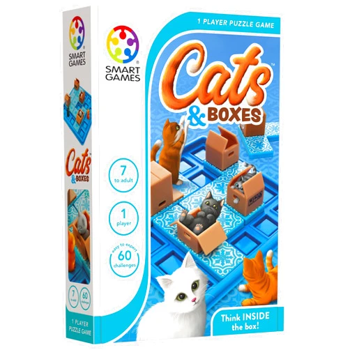 SmartGames SG450 Cats & Boxes, Puzzle Game with 60 Challenges, 7+ Years
