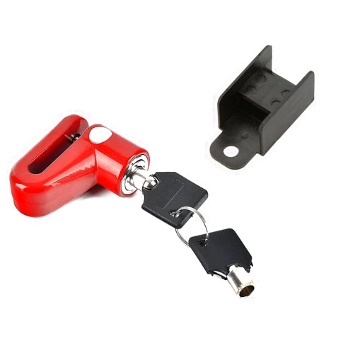 Hiyoo Safety Disc Lock Motorcycle Bike Anti-Theft Wheel Disc Brake Lock Padlock Waterproof Loud for Motorcycle Bike Scooters Mountain Road MTB Cycling Rotor Disc Brake Wheel Lock with Two Keys (Red)