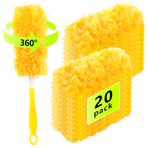 ZQZiQi 20 Pack Duster Refill for Swiffer Dusters,360° Heavy Duty Duster Refills with 1 Handle,Unscented Duster Kit,Multi-Surface Duster Refills for Cleaning,Disposable Electrostatic Microfiber Duster Refills