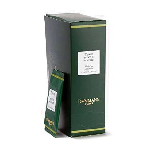 DAMMANN FRERES - HERBAL Tea PEPPERMINT - 24 wrapped crystal envelopped tea bags