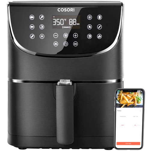 COSORI Smart WiFi Air Fryer 5.8QT(100 Recipes), Digital Touchscreen with 11 Cooking Presets for Air Frying, Roasting & Keep Warm ,Preheat & Shake Remind, Works with Alexa & Google Assistant,1700W 5.8 QT-black Smart-Wifi Control