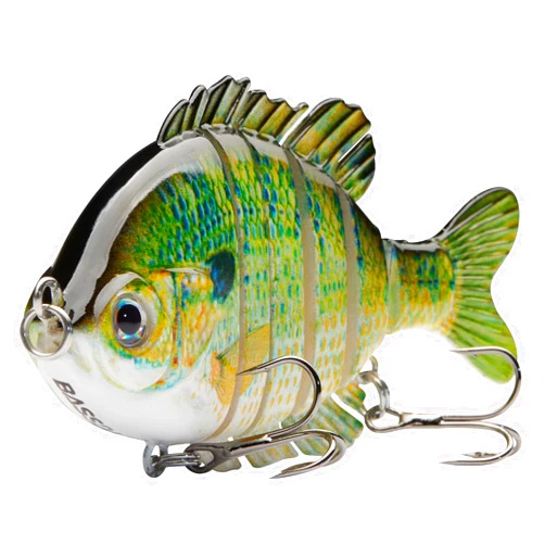BASSDASH SwimPanfish Multi Jointed Panfish Bluegill Swimbaits Hard Topwater Bass Lures Fishing Lure Crank Saltwater 3.5in/0.85oz