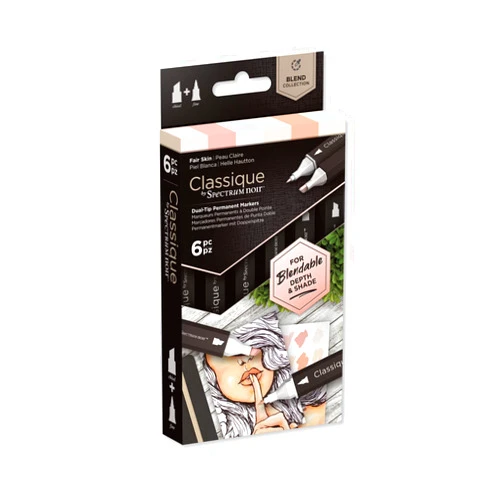Spectrum Noir Classique Blend Alcohol Marker Dual Nib Pens Set-Fair Skin-Pack of 6