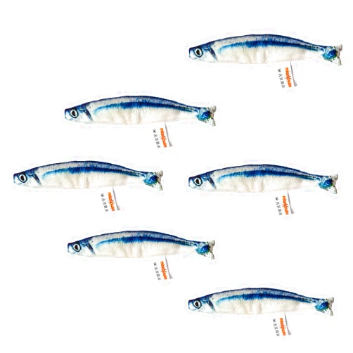 Miwoowim 6 PCS Cat Fish Toy Soft and Durable,Cat nip Toy,Cat Toy with Catnip Inside,Cat Kicker Toys for Indoor Kitten Exercise,Cat Teething Chew Toy (6 Sauries)