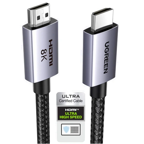 UGREEN 8K HDMI 2.1 Cable 48Gbps 3.3FT, Certified Ultra High Speed HDMI Cord Aluminum, 4K@240Hz 120Hz 10K 8K@60Hz, HDCP 2.2&2.3, eARC HDR 10 Dolby Compatible with PS5/Blu-ray/Roku TV/Switch/TV/Monitor