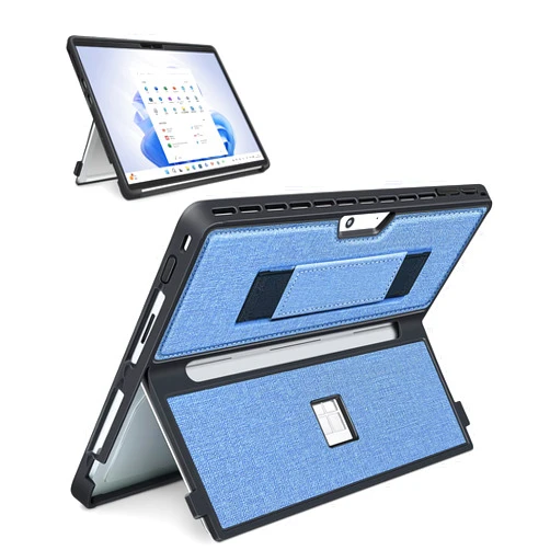 SSS·GRGB Case fit Microsoft Surface Pro 11 /Surface Pro 10 /Surface Pro 9 /Surface Pro 8 13-Inch, with Stent Cover, Hand Strap, All-in-one Rugged Case Compatible with Type Cover Keyboards, Blue