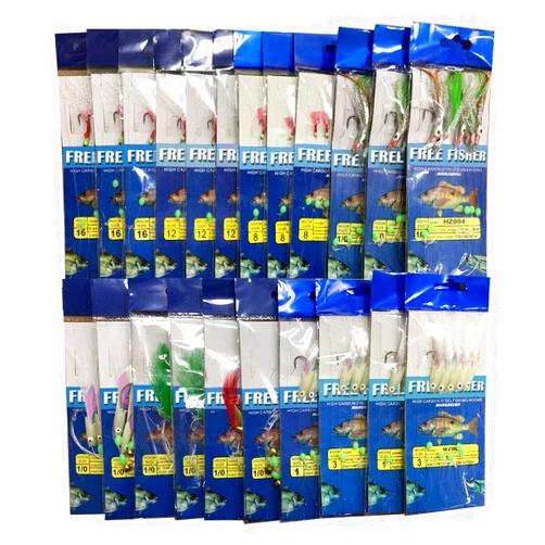 FREE FISHER Bait Fishing Rigs, 22 Packs fishing Bait Rigs Fish Skin Feather Hooks for Freshwater Saltwater