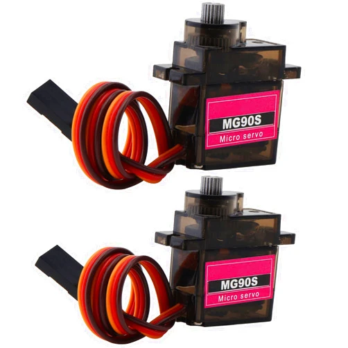 DiGiYes 2Pack MG90S Micro Servo Motor Metal Geared 9G for Helicopter Airplane Boat Smart Robot Car Controls (Control Angle 360 Degree)