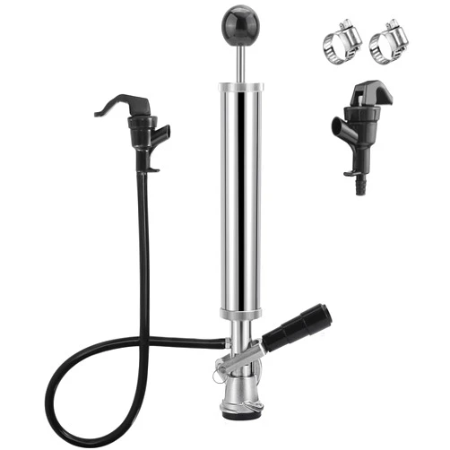 Chciyich 8'' Beer Tap Keg Tap Pump, D-System Beer Pump Keg Pump for US Sankey Keg Beer Party Pump Picnic Hand Pump with 2 Beer Faucet & Beer Hose, Kegerator Pump Draft Beer Faucet Beer Dispenser for Home Bar