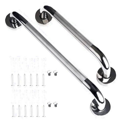 ZUEXT 12 Inch &16 Inch Stainless Steel Chrome Shower Grab Bar, ZUEXT Bathroom Balance Bar, Safety Hand Rail Support, Handicap Elderly Injury Senior Bath Assist Handle