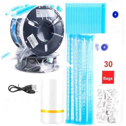 YixangDD 30 PCS Filament Storage Bags with Electric Auto Pump Kit-Includes 30 Filament Vacuum Storage Bags, 30 Desiccants, 5 sealed clips, for 3D Printer Filament Storage and Keep Filament Dry (13.4x11.8 inch)