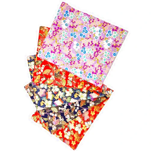 Cartisanat Fat Quarters Fabric Bundles, 5 Pcs 100% Cotton 19.7x15.7 in/ 50x40 cm Precut Quilting Squares for Patchwork Sewing Crafting, No Repeat Gold Stamp Flower Pattern.…