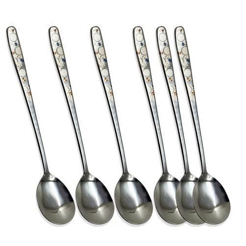 BALWOO [6 P][Made in Korea] Korean Style Soup Spoon 8.5 inch Premium 430(18/0) Stainless Steel Dessert Spoons Dinner Spoon, Table Spoon, Rice Spoon Ice Cream Scoop (The Milky Way)