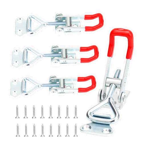 Powlankou 4 Pieces Adjustable Toggle Clamps, Heavy Duty Toggle Latch Clamps, Pull Latches for Doors, Cabinets, Wooden Boxes, 150Kg 330Lbs Holding Capacity with Screws