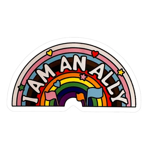 Ankeny Guys I Am an Ally Rainbow Weather-Resistance Sticker for Tumbler, Water Bottles, Laptop, Car, Bumper Sticker