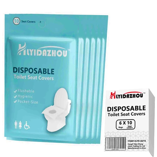 HLYIDAZHOU Disposable paper toilet cover (60-piece set) Suitable for children, adults traveling or hotels, public toilets, etc.) Flushable disposable toilet seat cover, easy to carry