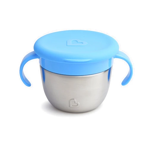 Munchkin® Snack+™ Stainless Steel Snack Catcher Cup with Lid, 9 Ounce, Blue, 1 Pack