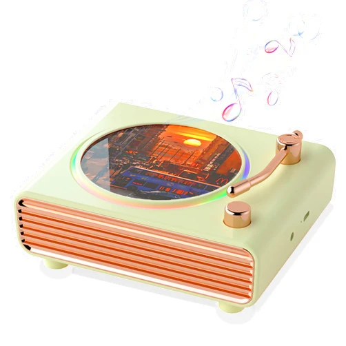 Strackvial Retro Bluetooth Speaker, Wireless Speakers with Bluetooth Record Player Desktop, Portable Vinyl Record Player Vintage Turntable Design & Lighting Music Decor Gifts for Friends (Green)