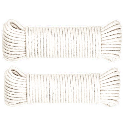 SteadMax 100ft Natural Cotton 3/16 Inch Rope, General-Purpose Utility Cord, Clothesline Rope, Ideal for Tents, Hammocks, Halters, Harnesses, Awnings, Outdoors, Sports (2 Pack, 50ft Each)