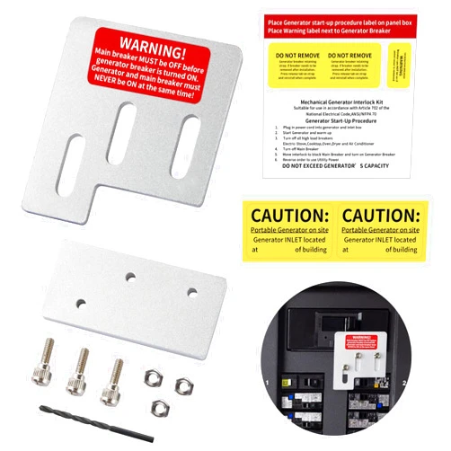 CZNZN Generator Interlock Kit Compatible w/Square D QO & Homeline 150 or 200A Breaker Box, 1-3/8” Space on Main & Generator Circuit Panel, Safety Manual Lockout Transfer-Switch for Outdoor Portable Power